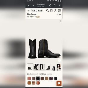 Tecovas Midnight Black Cowhide Side-Zip Western Boots